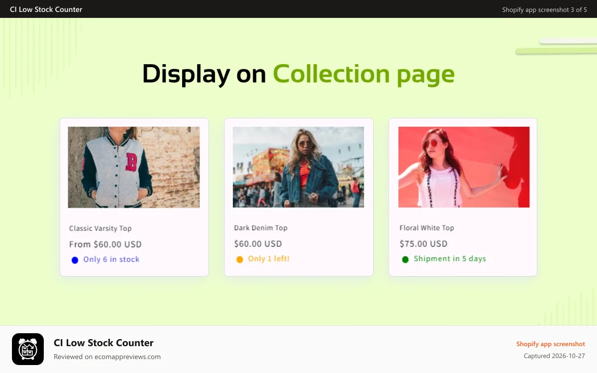CI Low Stock Counter Shopify app screenshot: low-stock-counter-banner-2