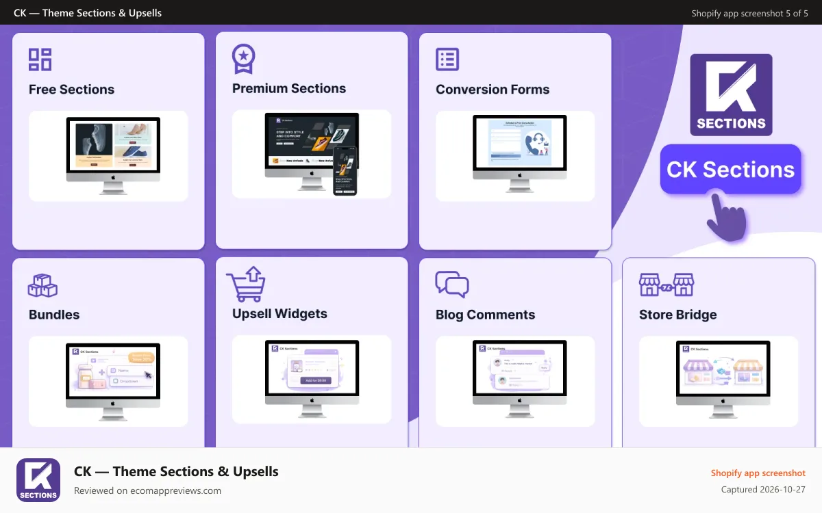 CK — Theme Sections & Upsells Shopify app screenshot: ck-sections-shopify-conversion-tools-bundles-upsell