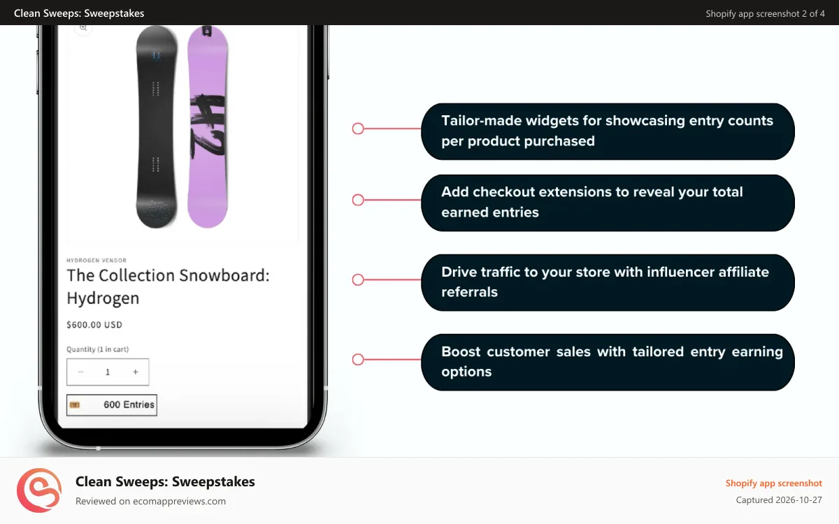 Clean Sweeps: Sweepstakes Shopify app screenshot: Fully customize your sweepstakes