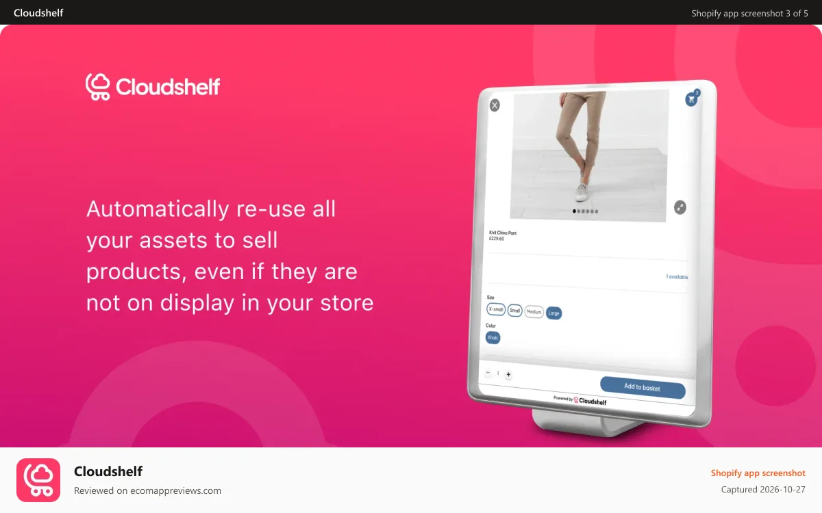 Cloudshelf Shopify app screenshot: Use all existing website assets