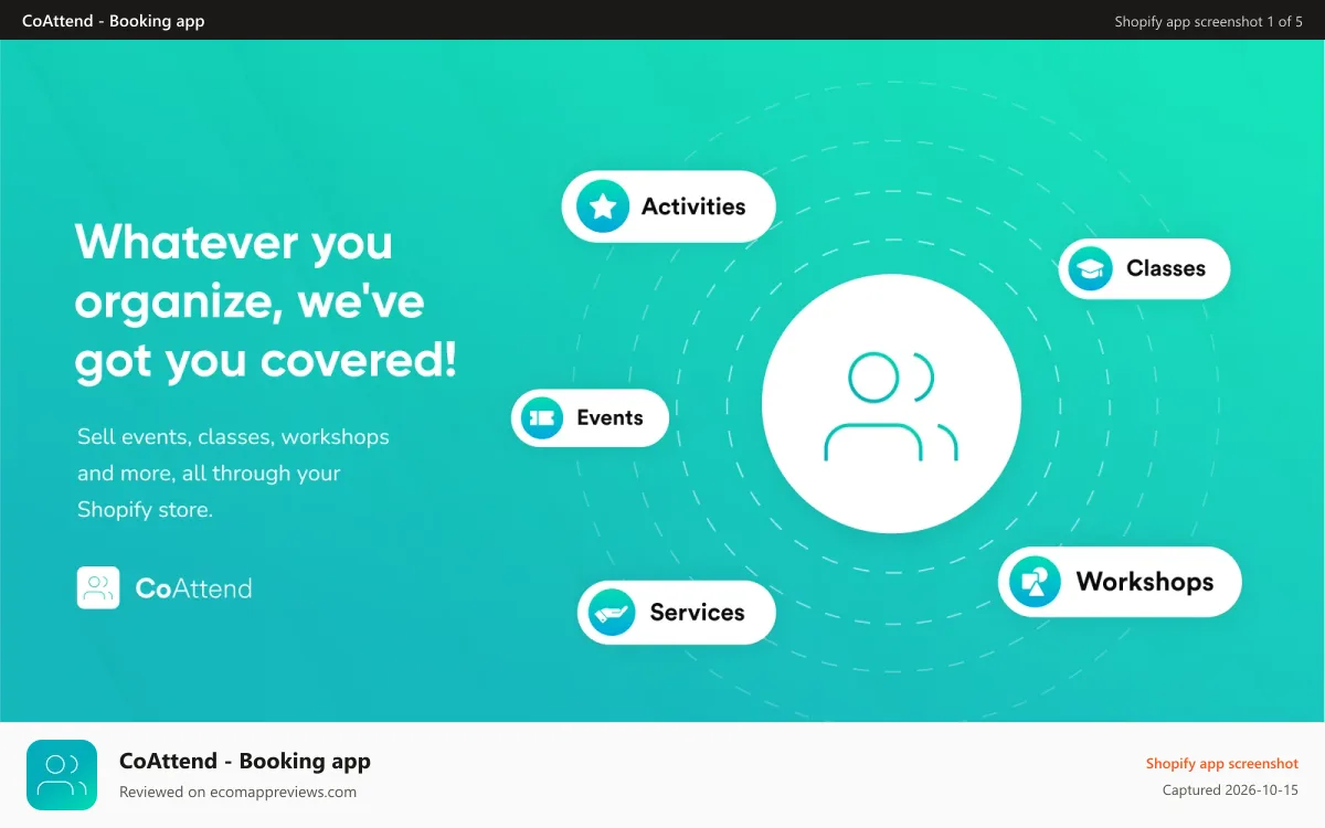 CoAttend ‑ Booking app Shopify app screenshot: CoAttend - Booking App