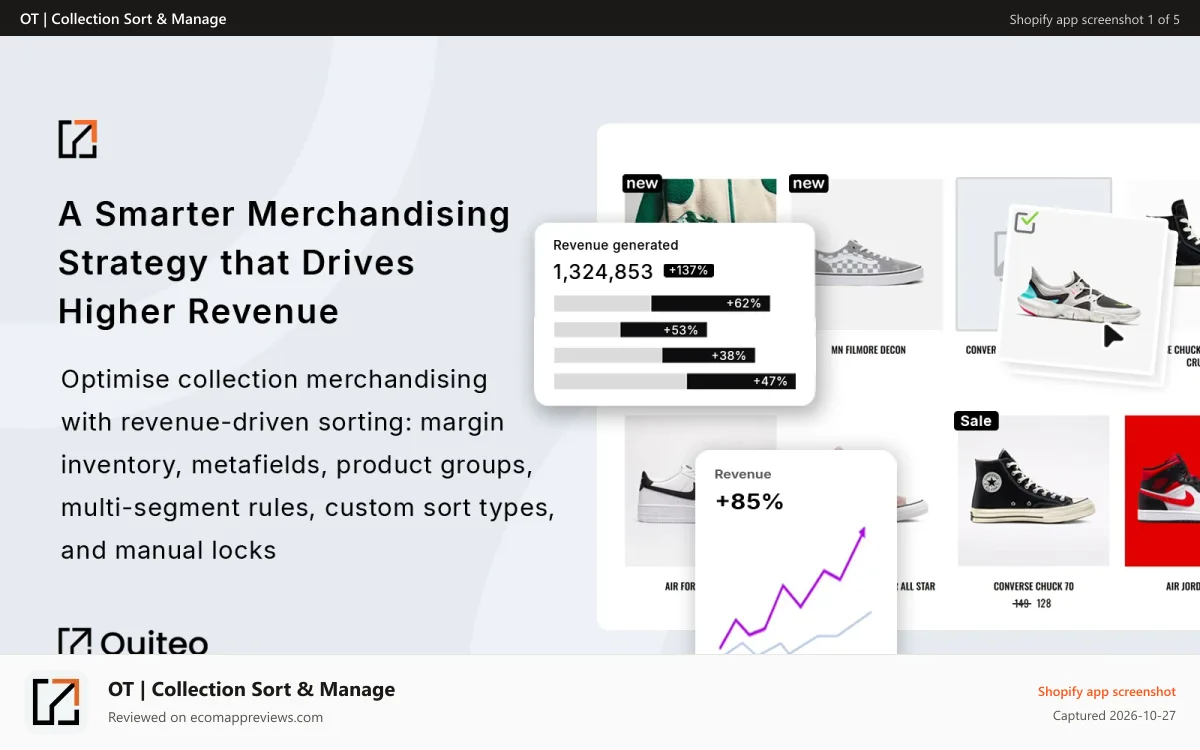 OT | Collection Sort & Manage Shopify app screenshot: Smart Collection Sorting & Management