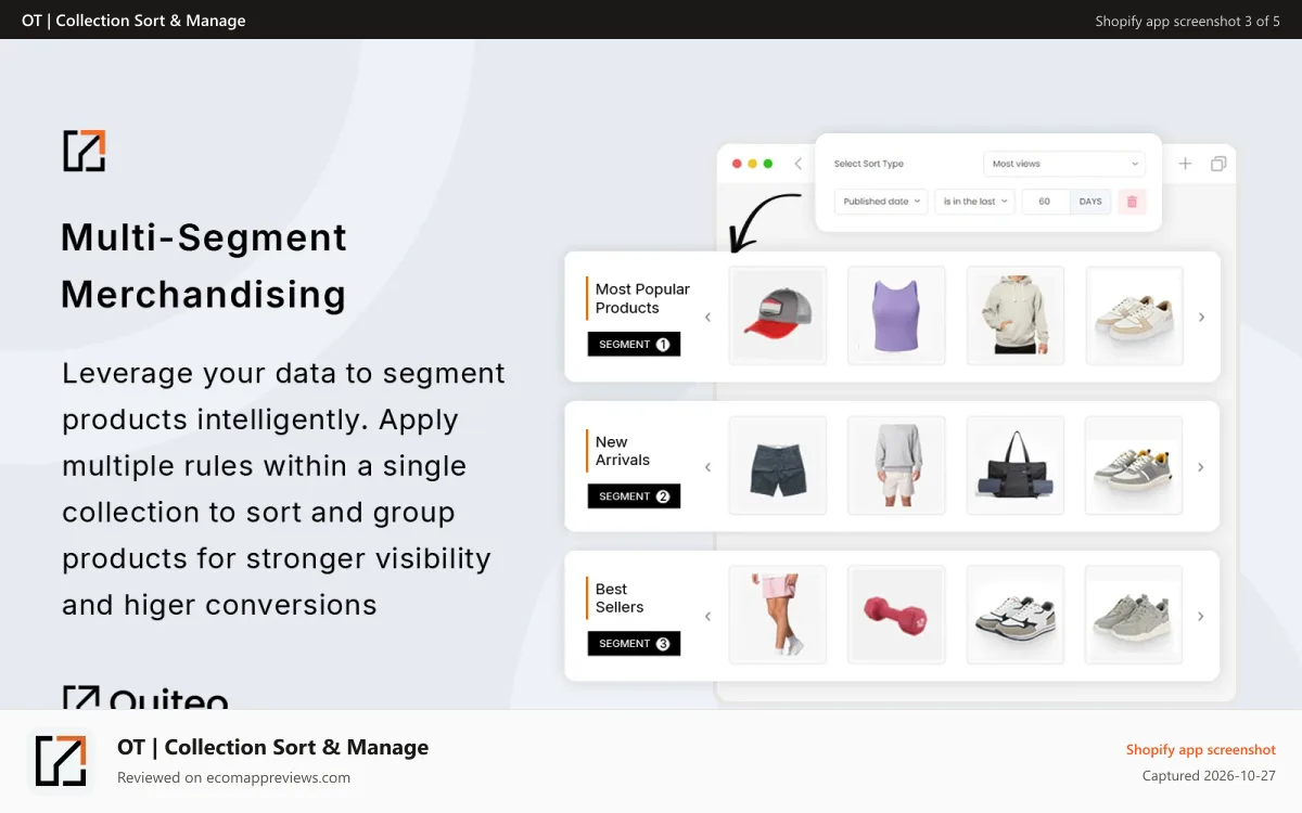 OT | Collection Sort & Manage Shopify app screenshot: Segment Sorting