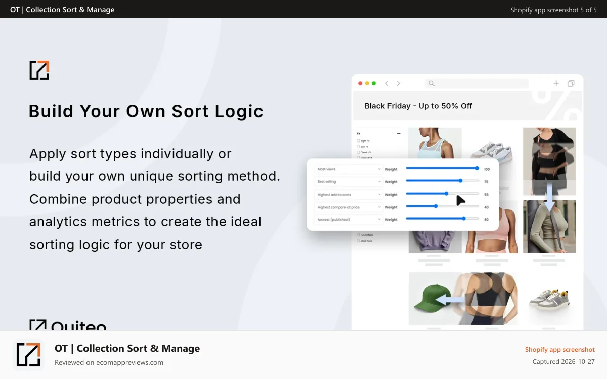 OT | Collection Sort & Manage Shopify app screenshot: Collection Sort Custom Sort Type