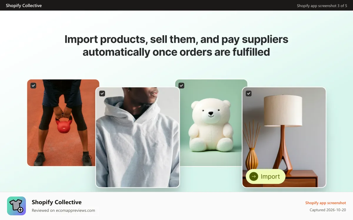 Shopify Collective Shopify app screenshot: Sell products and pay suppliers automatically after fulfillment