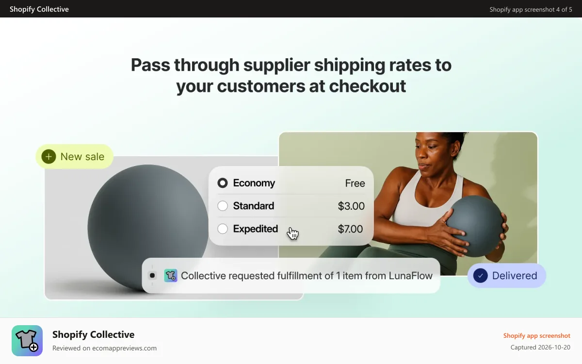 Shopify Collective Shopify app screenshot: Pass through supplier shipping rates to your customers