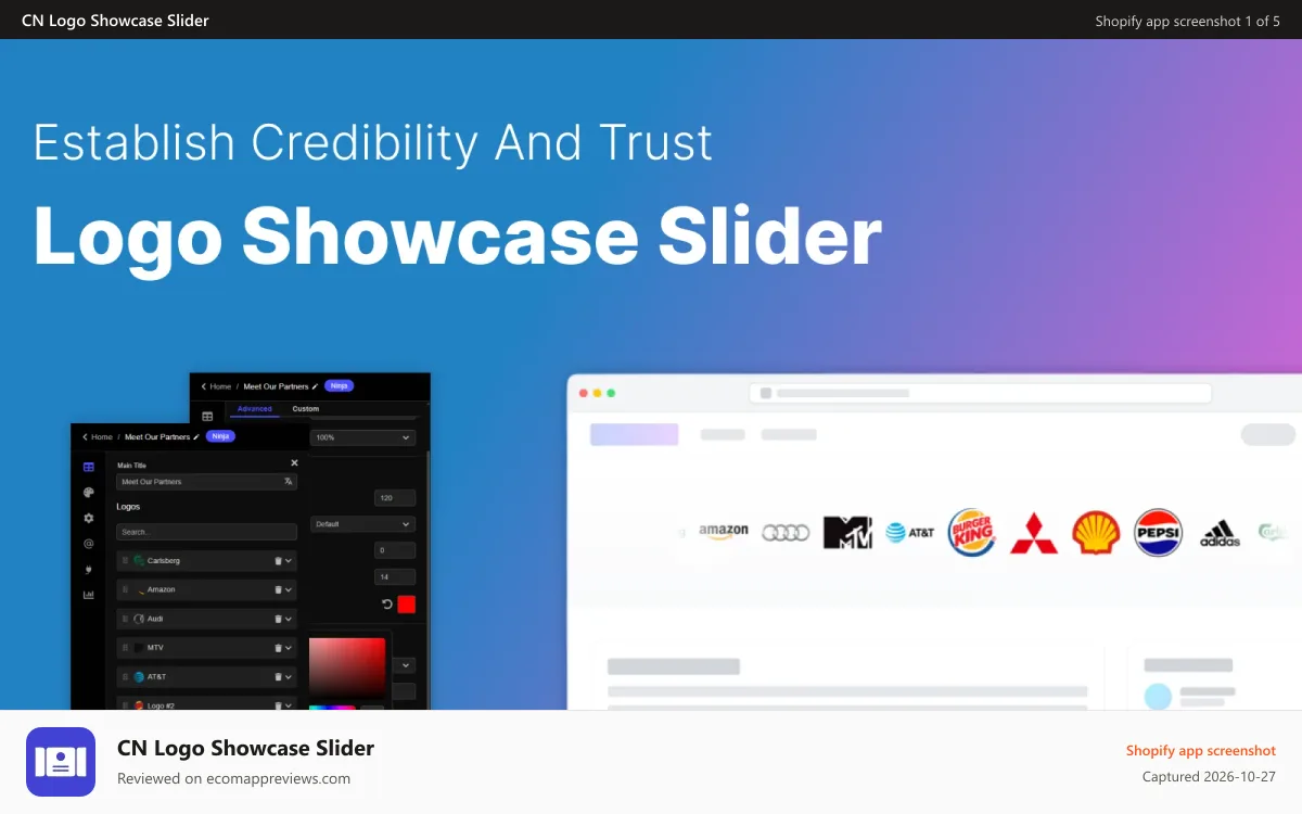 CN Logo Showcase Slider Shopify app screenshot: Establish Credibility With a Logo Showcase of Clients & Partners