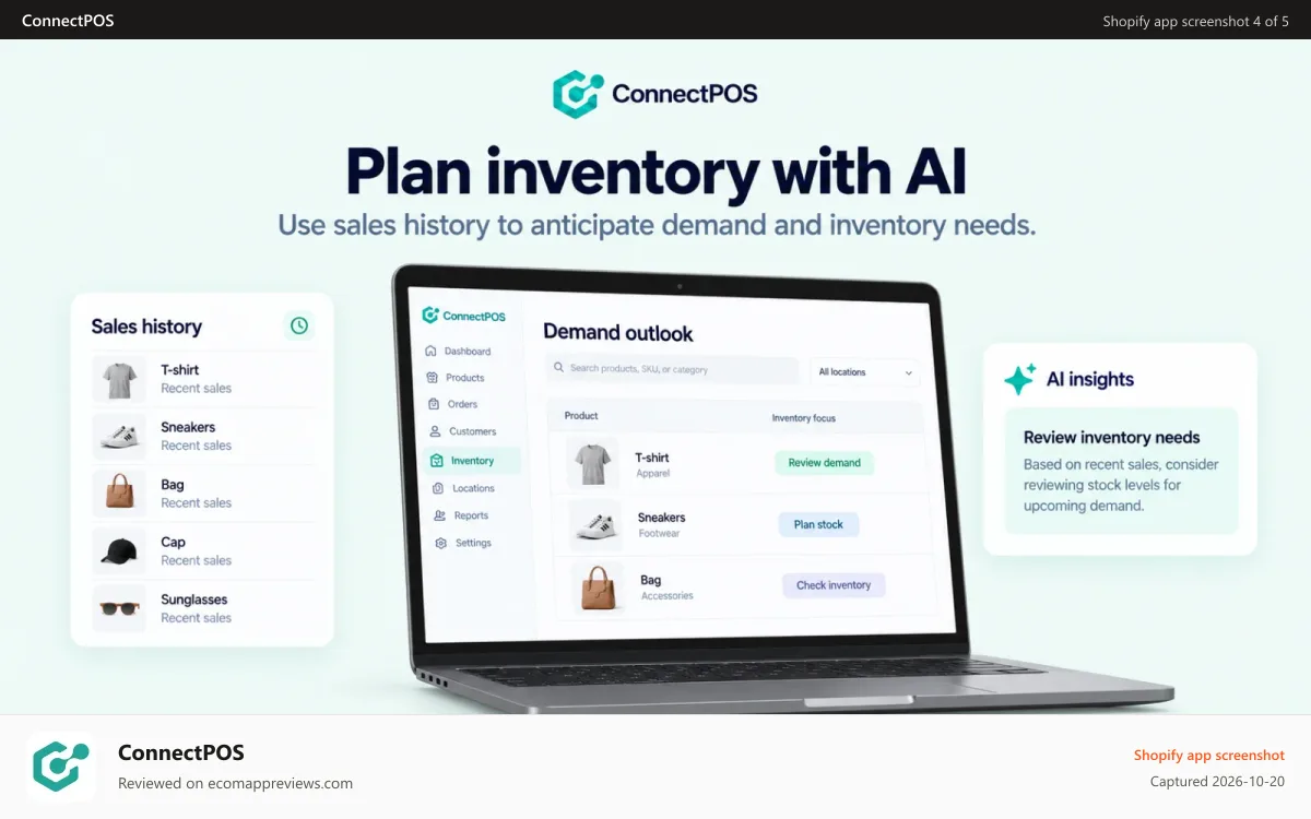 ConnectPOS Shopify app screenshot: Shopify POS by ConnectPOS AI Features