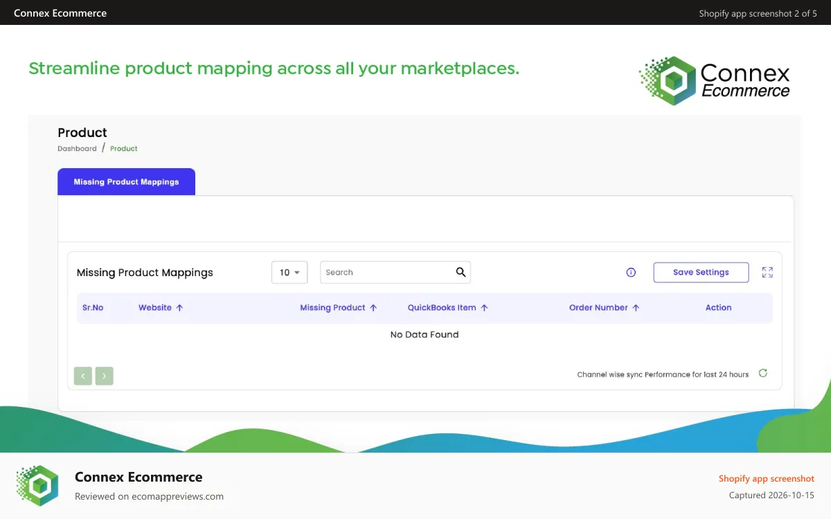 Connex Ecommerce Shopify app screenshot: Simplify product mapping across marketplaces.
