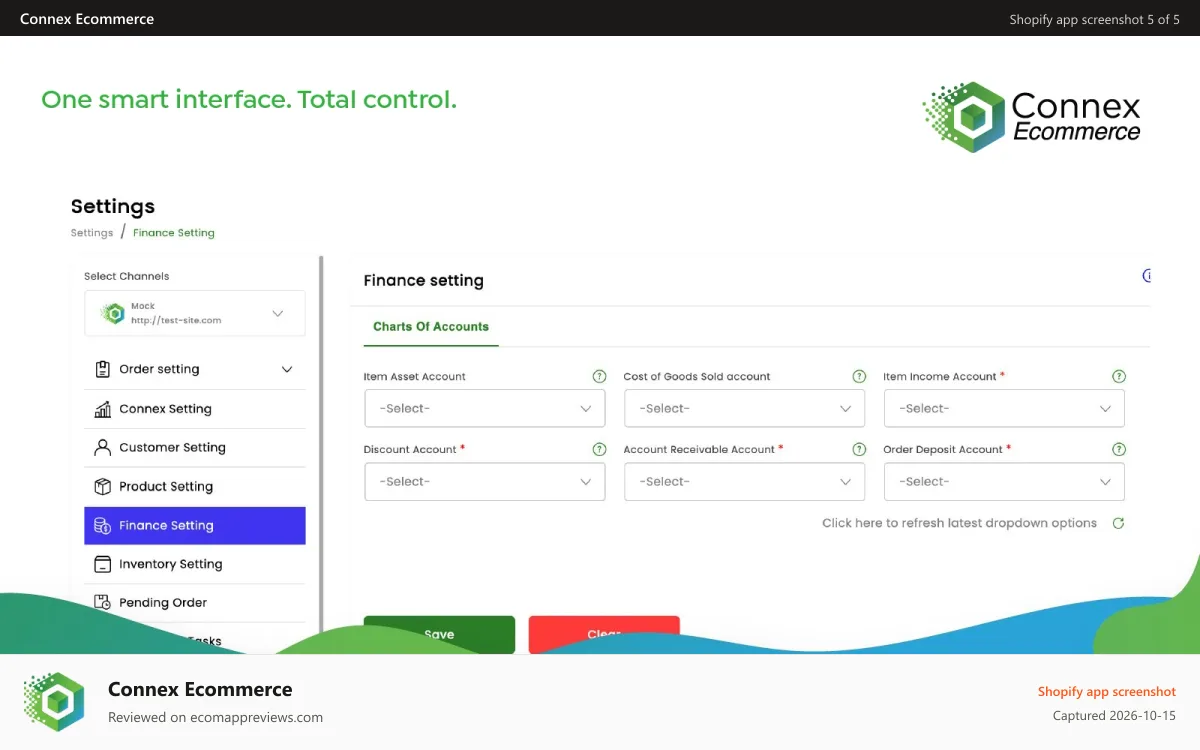Connex Ecommerce Shopify app screenshot: One smart interface. Total control.