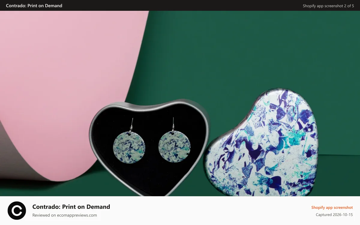 Contrado: Print on Demand Shopify app screenshot: print your art on Earrings made to order ready for dropshipping