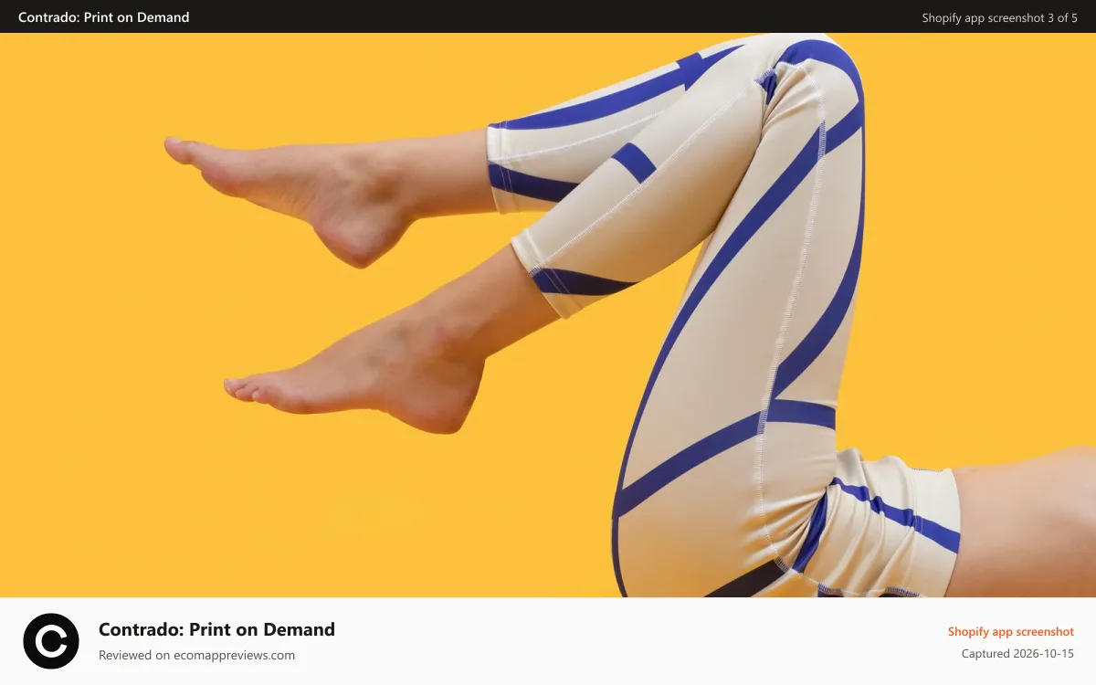Contrado: Print on Demand Shopify app screenshot: sell your own designs on Leggings to dropship under your brand