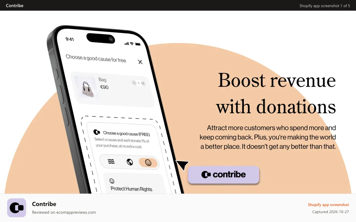 Contribe Shopify app screenshot: Contribe Platform