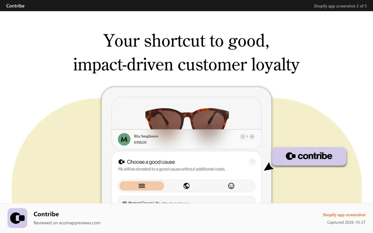 Contribe Shopify app screenshot: Contribe Plugin