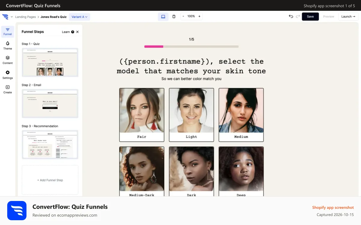 ConvertFlow: Quiz Funnels Shopify app screenshot: Quiz funnels that personalize bundle & subscription offers