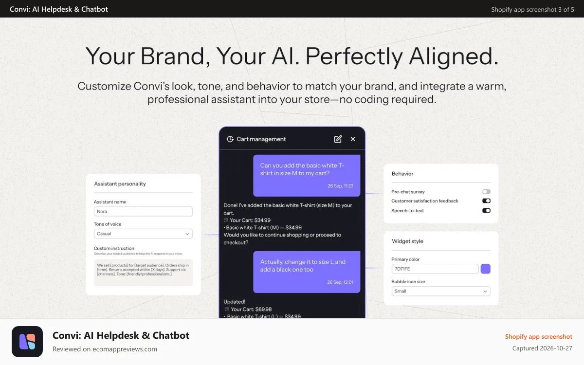 Convi: AI Helpdesk & Chatbot Shopify app screenshot: Unified inbox for all channels