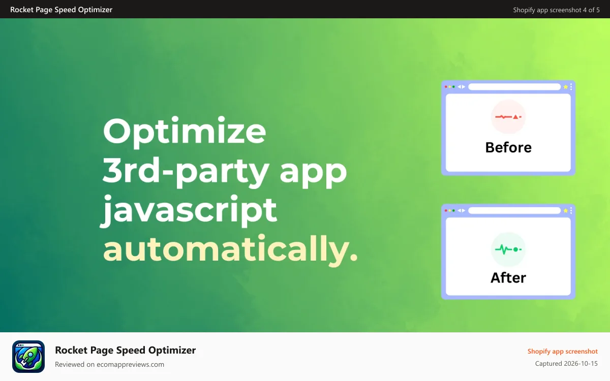 Rocket Page Speed Optimizer Shopify app screenshot: Core web vitals, LCP and page speed booster