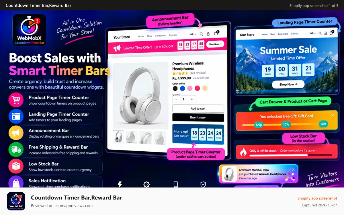 Countdown Timer Bar,Reward Bar Shopify app screenshot: Banner