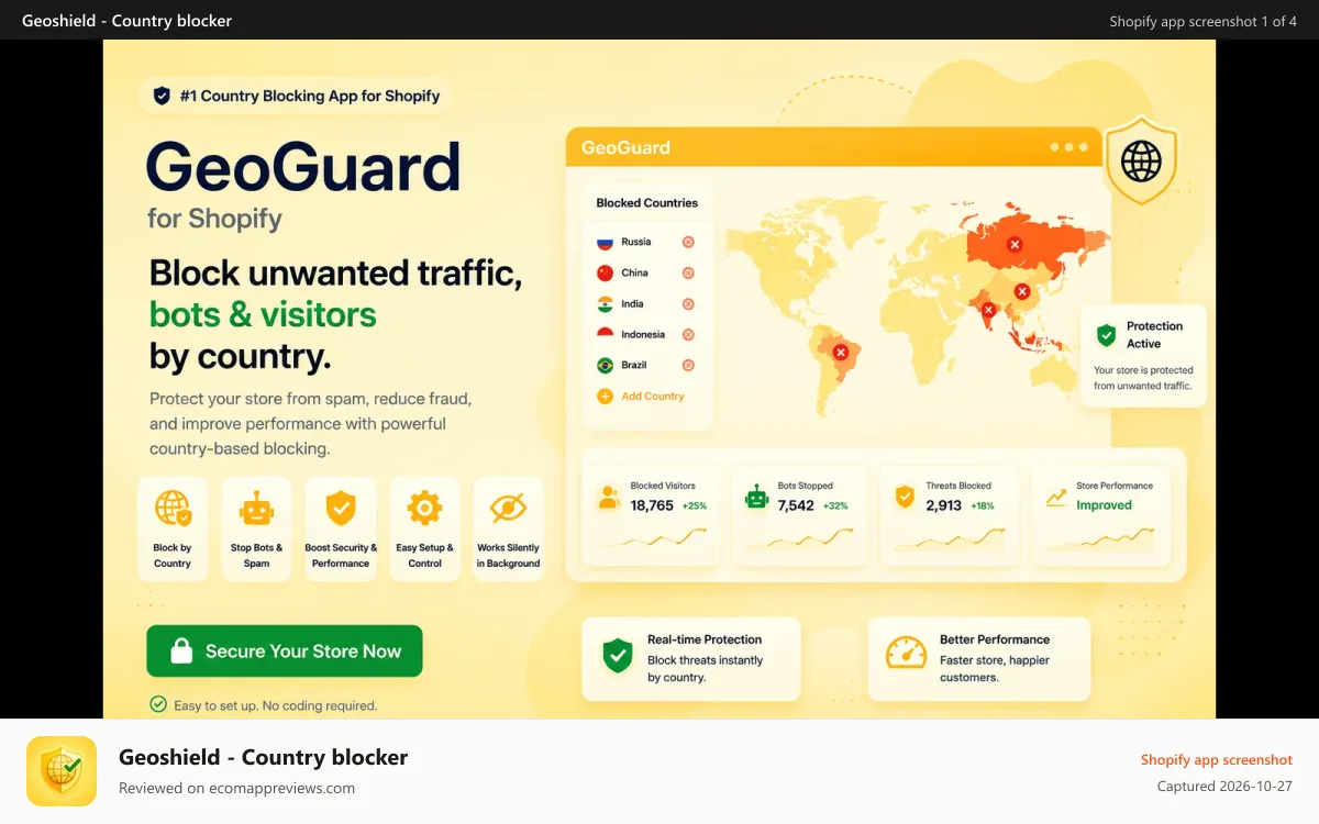 Geoshield ‑ Country blocker Shopify app screenshot: blocker blocker blocker blocker blocker blocker blocker blocker