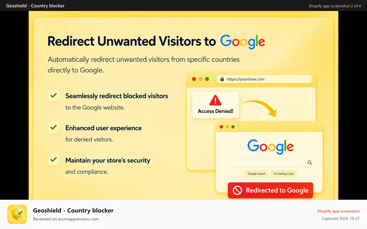 Geoshield ‑ Country blocker Shopify app screenshot: blocker blocker blocker blocker blocker blocker blocker blocker