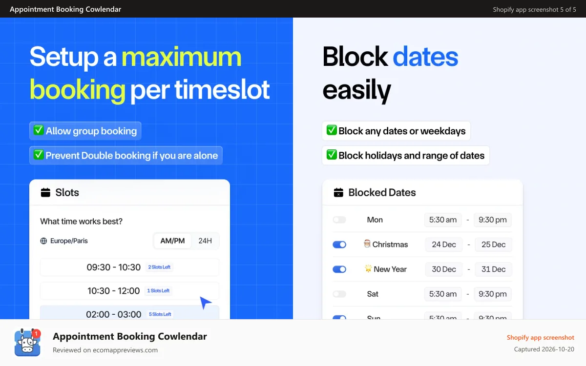 Appointment Booking Cowlendar Shopify app screenshot: add question to any booking form with cowlendar