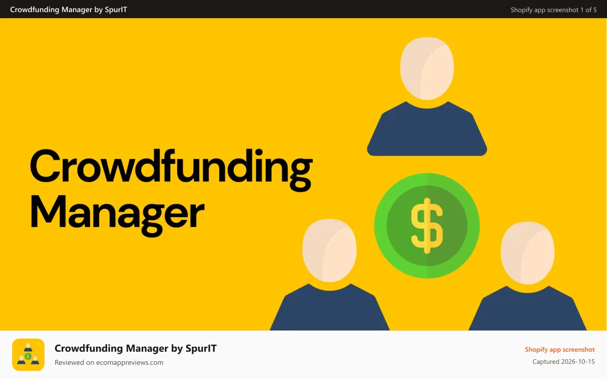 Crowdfunding Manager by SpurIT Shopify app screenshot: crowdfunding manager shopify
