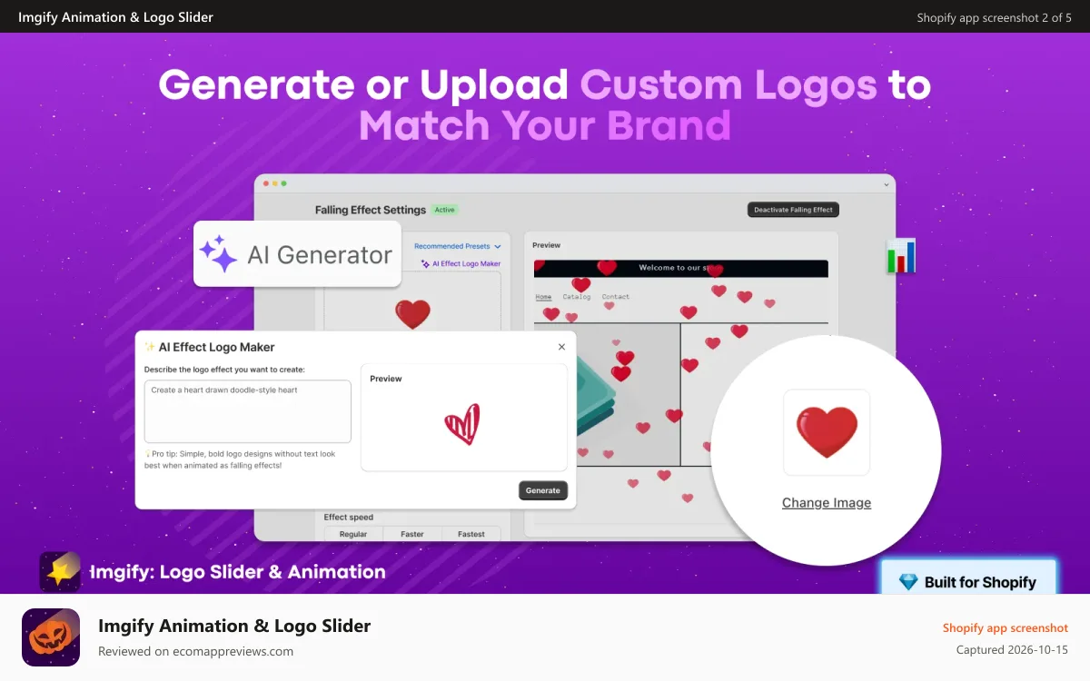 Imgify Animation & Logo Slider Shopify app screenshot: The application's dashboard: Easy to use and fully customizable