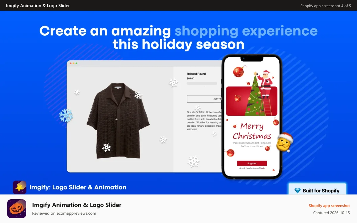 Imgify Animation & Logo Slider Shopify app screenshot: The falling effect working in a product page of the store