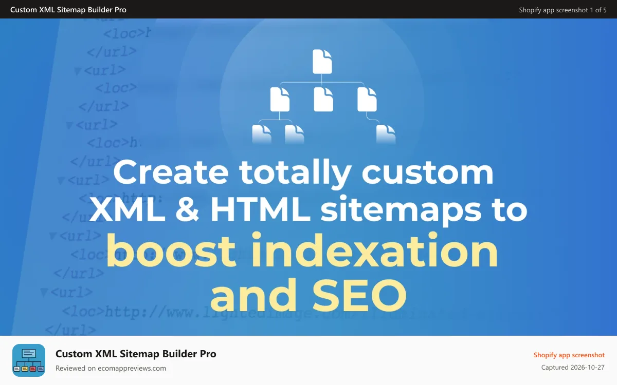 Custom XML Sitemap Builder Pro Shopify app screenshot: Custom XML Generator