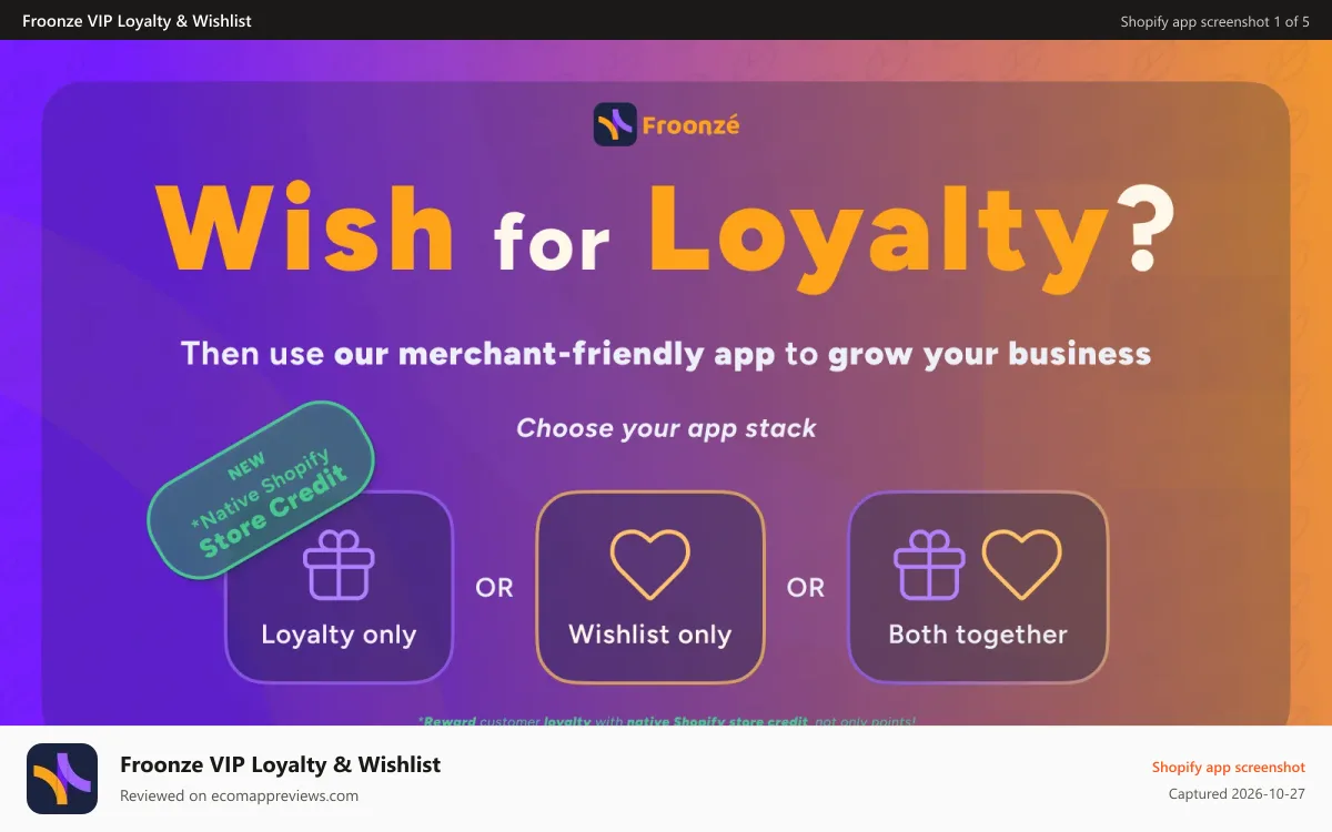 Froonze VIP Loyalty & Wishlist Shopify app screenshot: [Froonze] Banner