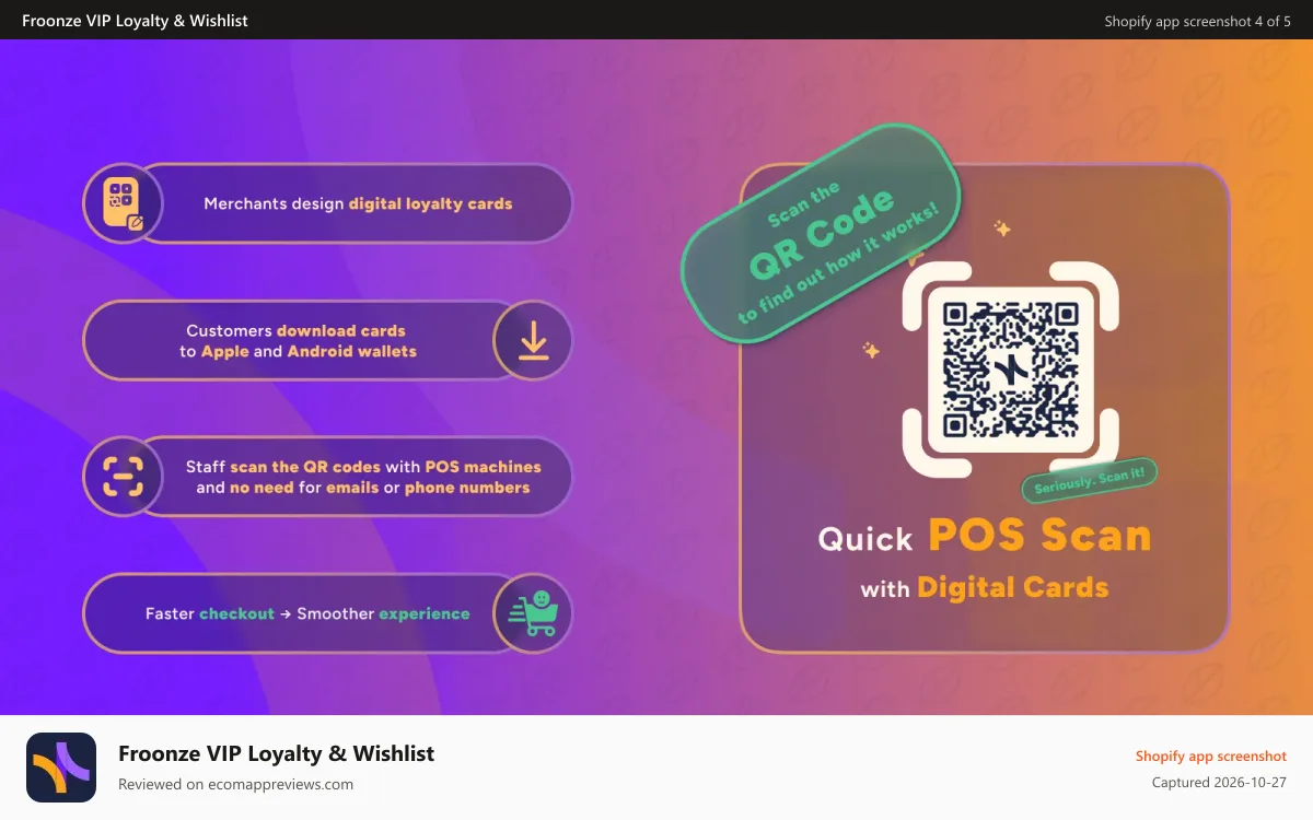 Froonze VIP Loyalty & Wishlist Shopify app screenshot: [Froonze] POS digital cards