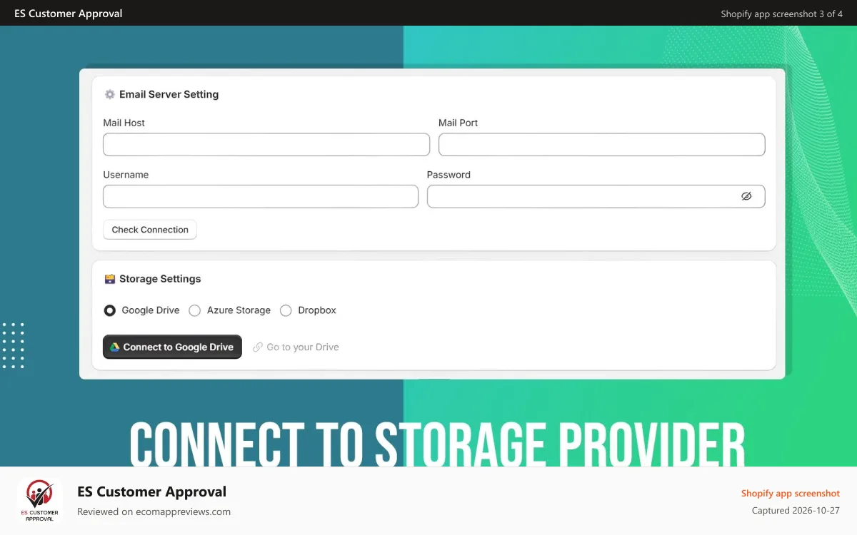 ES Customer Approval Shopify app screenshot: App Settings for file uploads