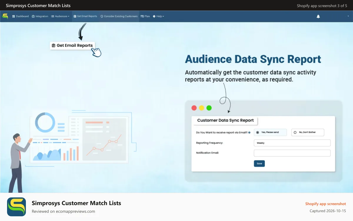 Simprosys Customer Match Lists Shopify app screenshot: Customer data sync report - Customer Lists for Google Ads