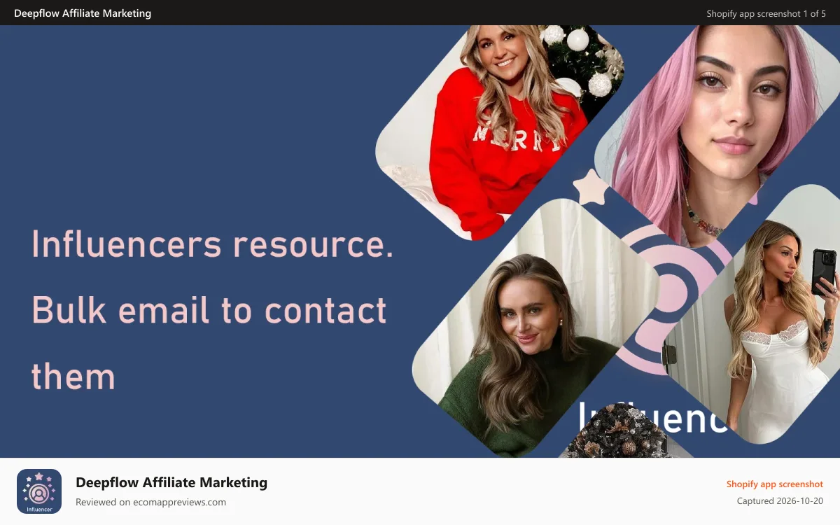 Deepflow Affiliate Marketing Shopify app screenshot: Shopify KOL marketing