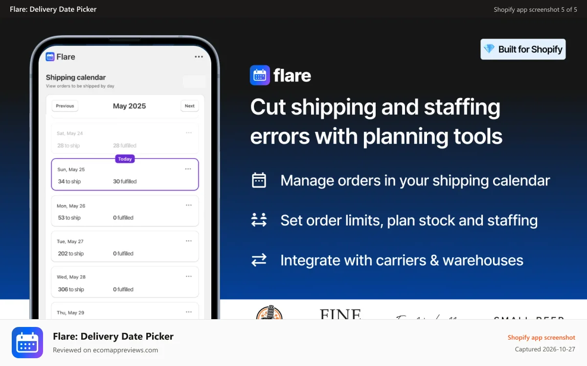 Flare: Delivery Date Picker Shopify app screenshot: Shopify shipping calendar for delivery planning and order limits