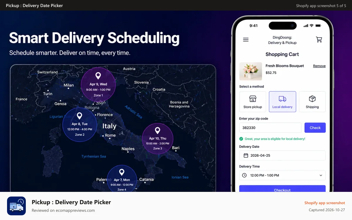 Pickup : Delivery Date Picker Shopify app screenshot: product-specific
