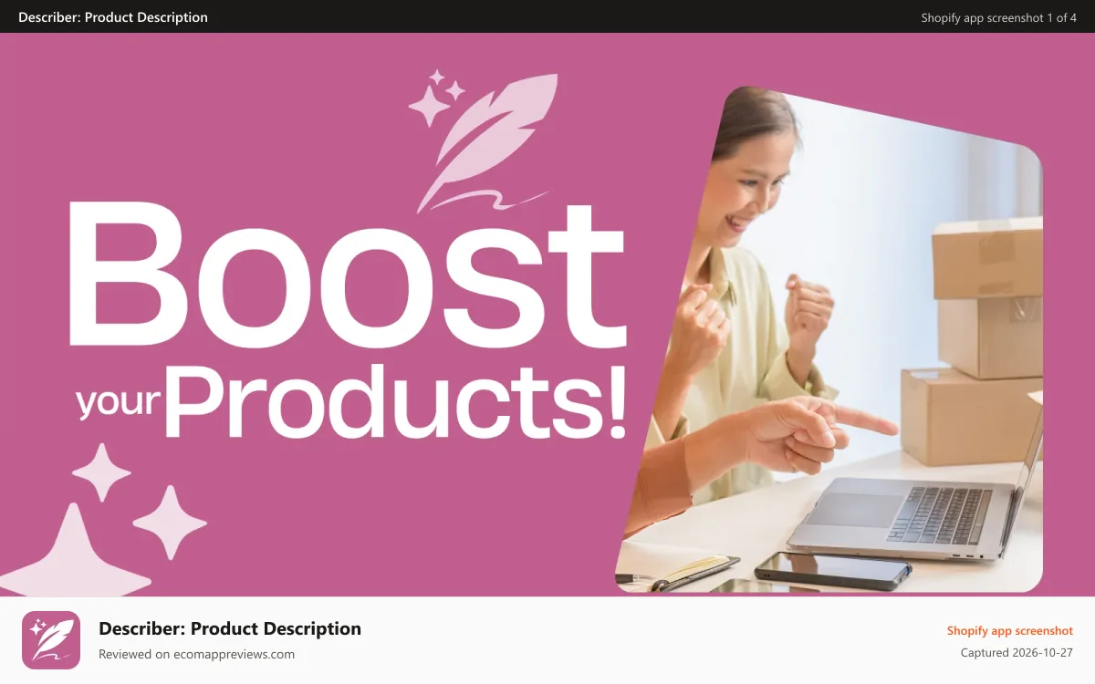 Describer: Product Description Shopify app screenshot: SEO GEO AI Products Describer Featured
