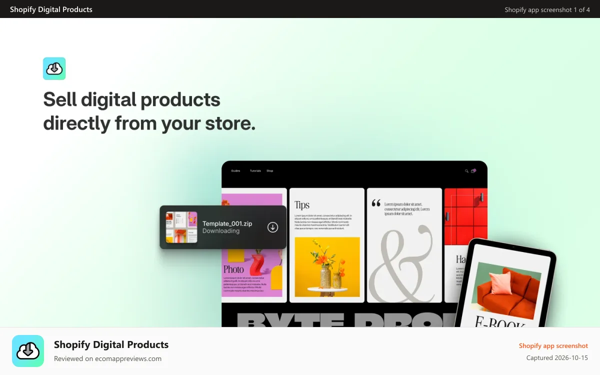 Shopify Digital Products Shopify app screenshot: Digital Products