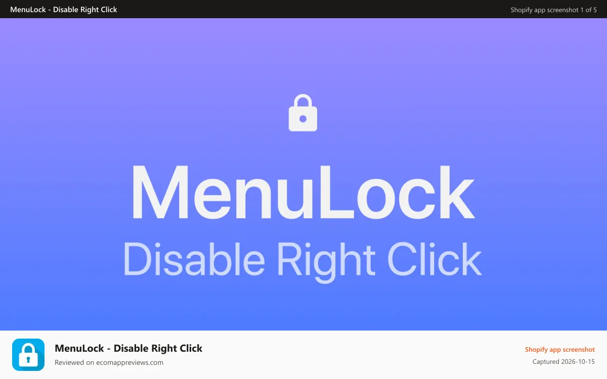 MenuLock ‑ Disable Right Click Shopify app screenshot: MenuLock logo
