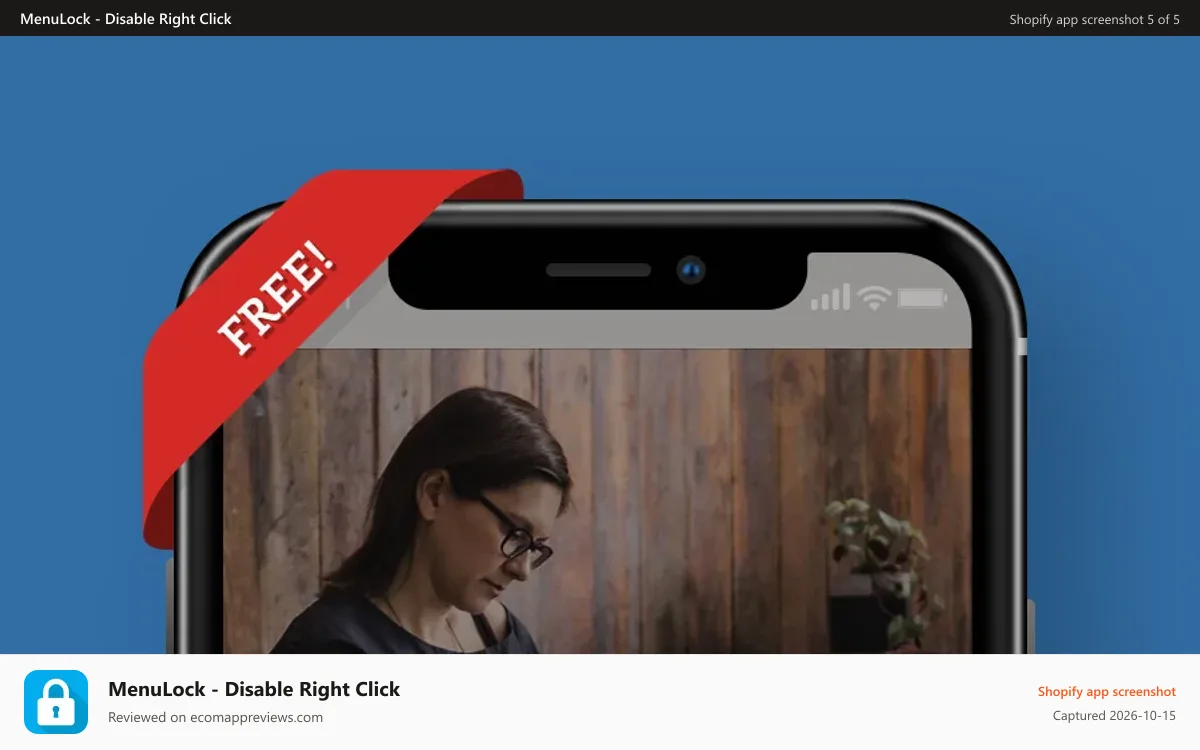 MenuLock ‑ Disable Right Click Shopify app screenshot: Mobile ready