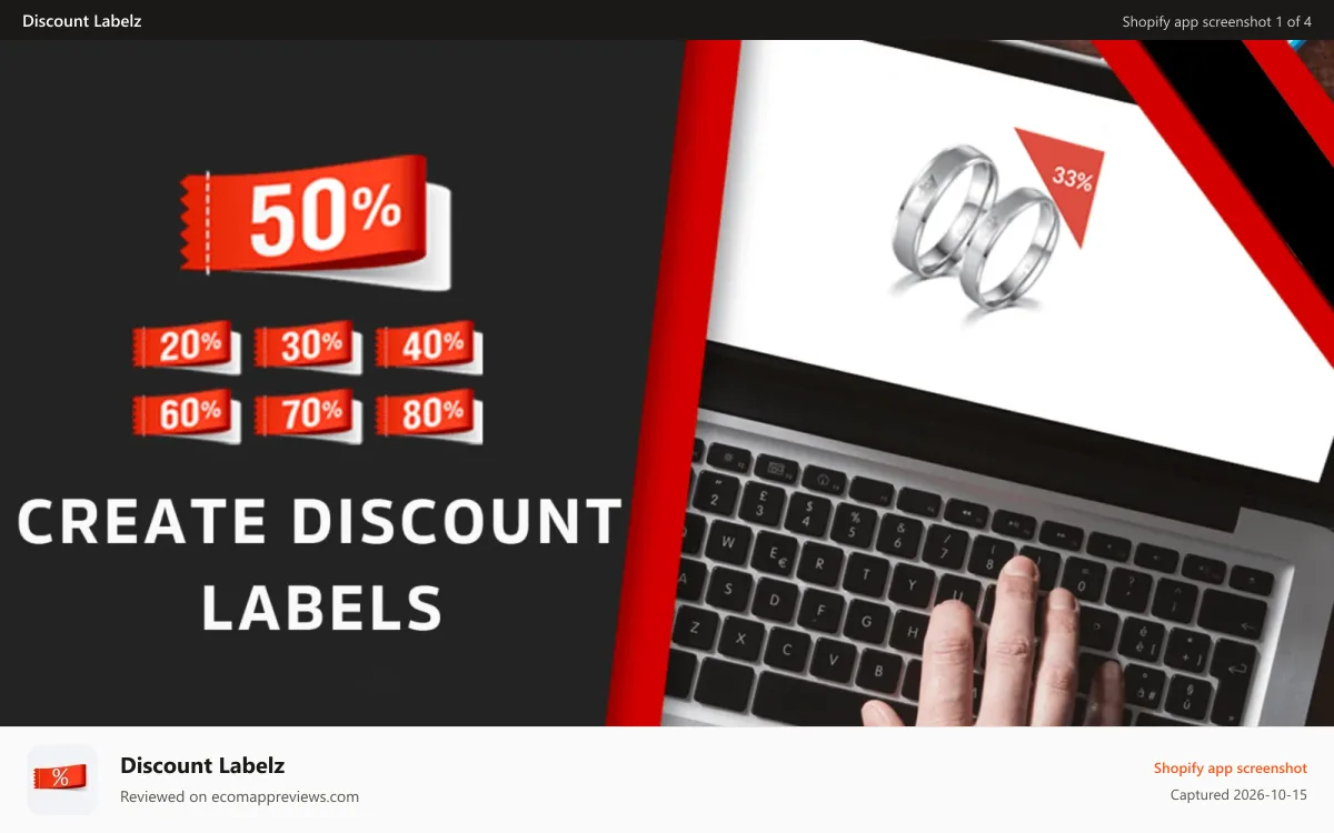 Discount Labelz Shopify app screenshot: Show off your discounts