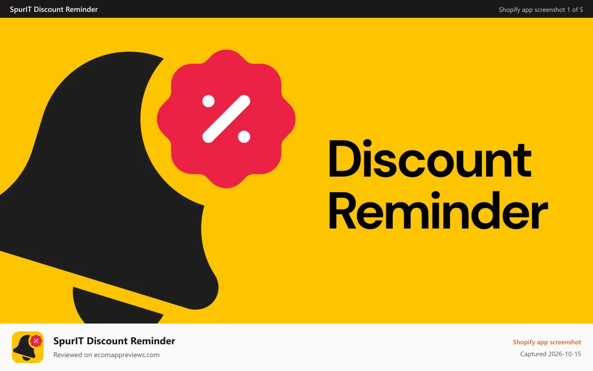 SpurIT Discount Reminder Shopify app screenshot: shopify discount reminder