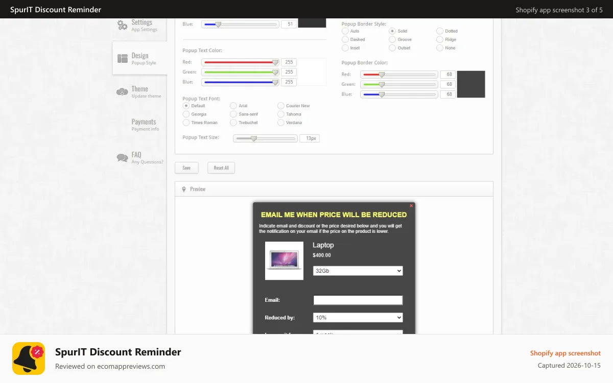 SpurIT Discount Reminder Shopify app screenshot: discount reminder