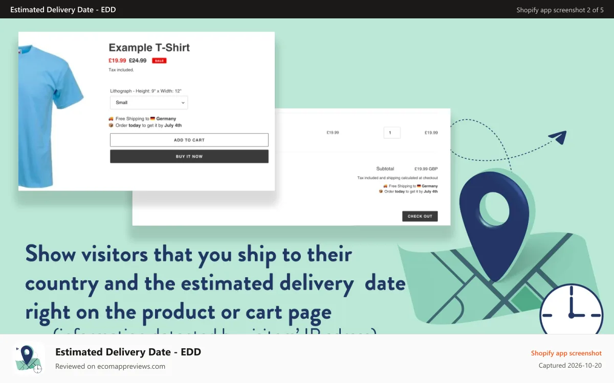 Estimated Delivery Date ‑ EDD Shopify app screenshot: free shipping bar