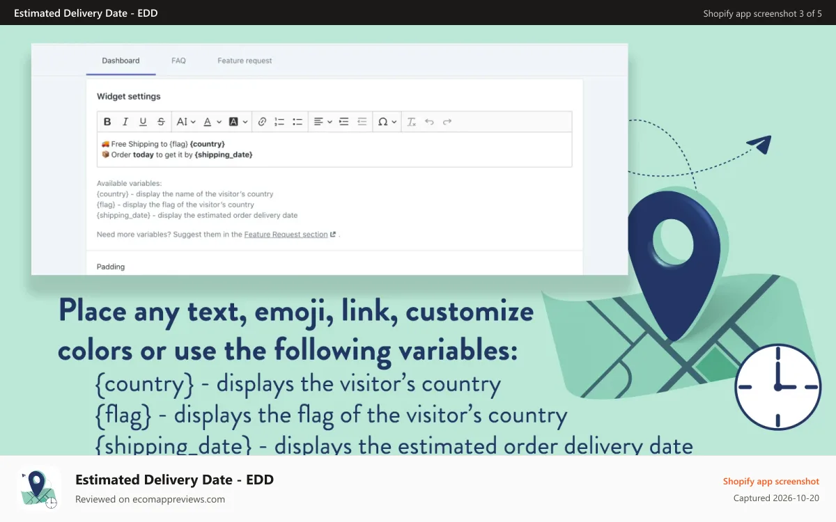 Estimated Delivery Date ‑ EDD Shopify app screenshot: boost sales