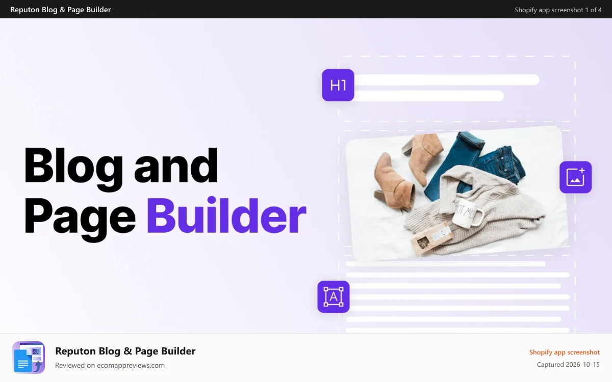 Reputon Blog & Page Builder Shopify app screenshot: Blog and Page Builder Shopify