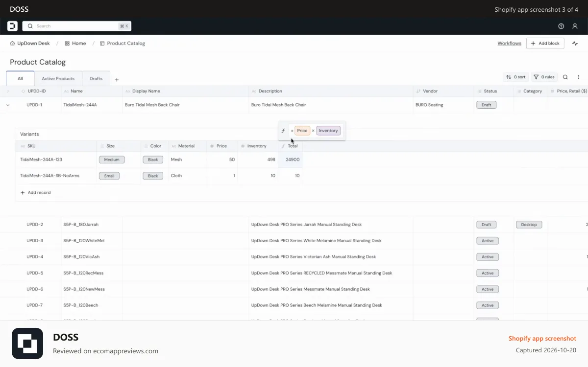 DOSS Shopify app screenshot: Inventory Management