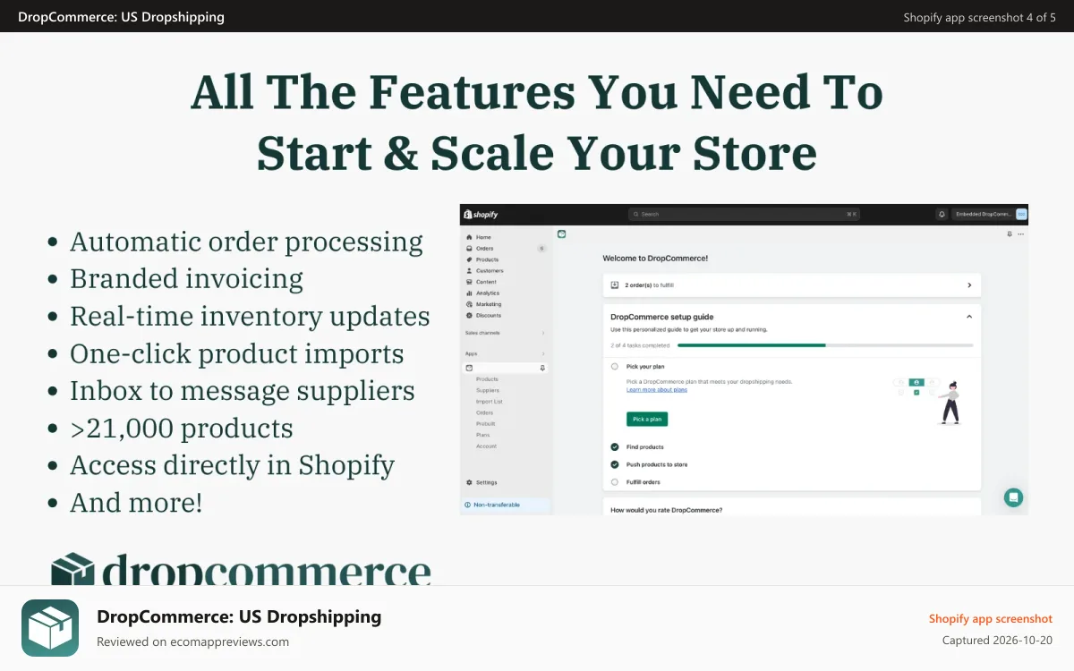 DropCommerce: US Dropshipping Shopify app screenshot: The Right Features Make All The Difference