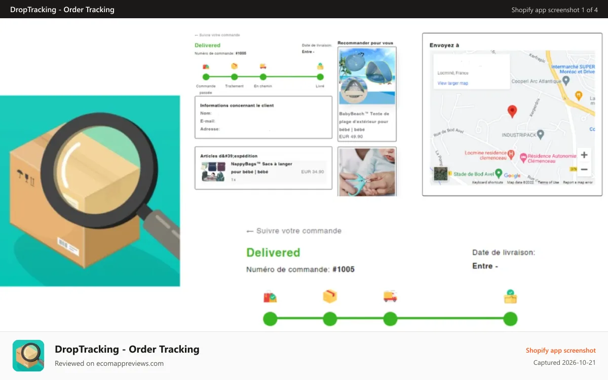 DropTracking ‑ Order Tracking Shopify app screenshot: droptracking