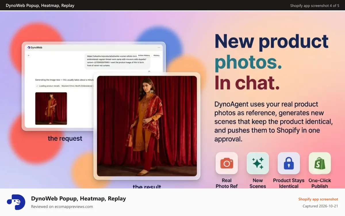 DynoWeb Popup, Heatmap, Replay Shopify app screenshot: use dynoagent to get clean highly converting product image